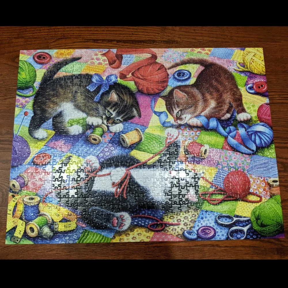 Buffalo Cats Knitting Kittens 750 Piece Jigsaw Puzzle